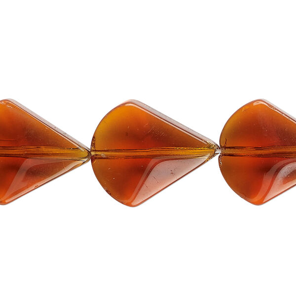 Bead, glass, transparent honey, 19x15mm beveled teardrop. Sold per 13-inch strand. image number 0