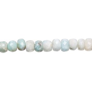 Larimar 1pkg1, hand-cut faceted rondelle bead natural 13 inch 6x3mm-7x5mm