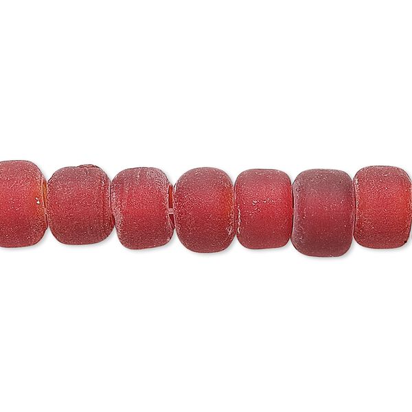 Bead, glass, translucent matte red, 9x7mm crow. Sold per 24-inch strand. image number 0