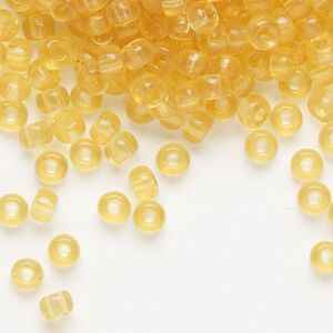 Seed bead, Miyuki, glass, pkg/25g, #6 rocaille, transparent light topaz (RR-132).