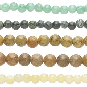 Multi-gemstone 1pkg5, round bead 15 inch mix 4-6mm