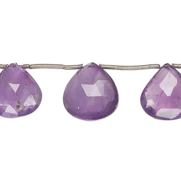 Amethyst 1pkg11, hand-cut top-drilled faceted puffed teardrop bead natural graduated 11-14mm image number 0