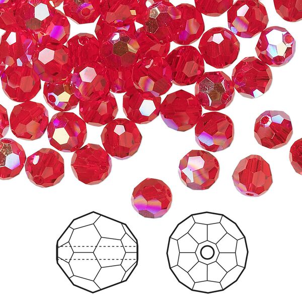 Bead 360pk light Siam AB, Swarovski® 6mm round 5000 image number 0