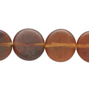 Bead, resin, brown, 17mm flat round. Sold per 15-1/2" to 16" strand.
