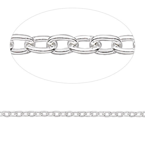 Chain, sterling silver, 1.6mm cable. Sold per pkg of 5 feet. image number 0