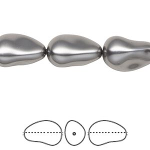 Pearl 10pk dark grey, Crystal Passions® 16x11mm baroque drop 5843