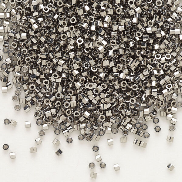 Seed bead, Delica®, glass, pkg/50g, #11 cut, opaque nickel-plated (DBC-0021). image number 0
