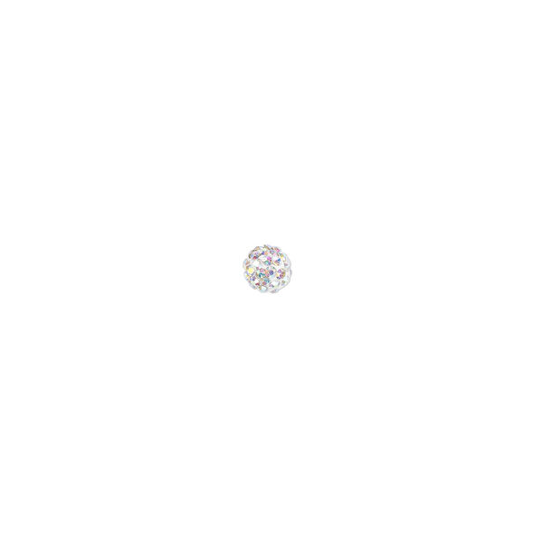 Bead, glass rhinestone / epoxy / resin, white and clear AB, 8mm round. Sold individually. image number 0