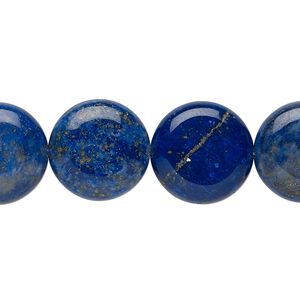 Lapis lazuli 1pkg1, puffed flat round bead 15 inch 16mm