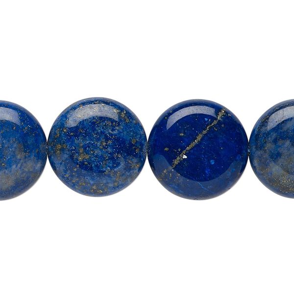 Lapis lazuli 1pkg1, puffed flat round bead 15 inch 16mm image number 0