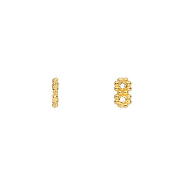 Spacer, gold-finished "pewter" (zinc-based alloy), 7x4mm 2-strand double-sided rectangle. Sold per pkg of 100. image number 0