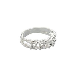 Ring, sterling silver, twisted band with (3) 3.5mm 4-prong round settings, size 7. Sold individually.