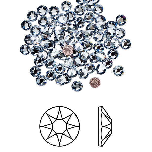 Flat back 144pk crystal blue shade foil back, Crystal Passions® hotfix rhinestone 3-3.2mm rose round SS12 2078HF image number 0