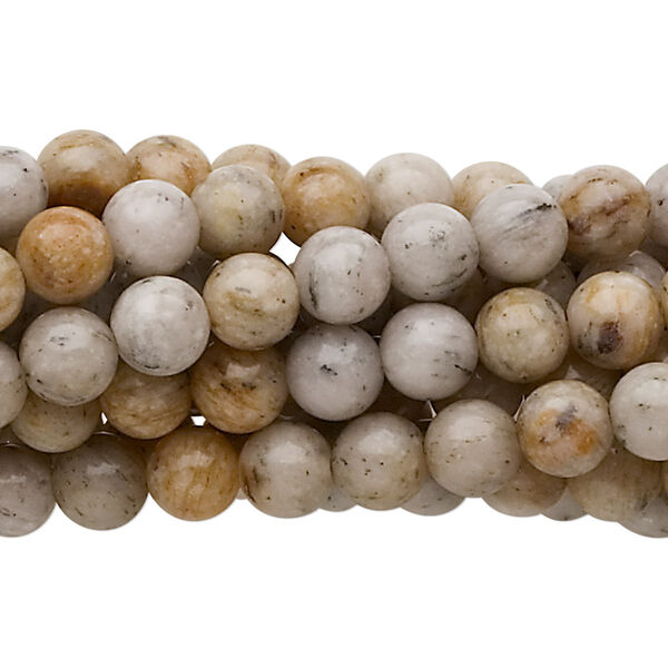 Bead, grey feldspar (natural), 6mm round, C grade, Mohs hardness 6 to 6-1/2. Sold per pkg of (10) 15-1/2" to 16" strands. image number 0
