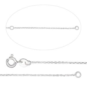 Chain 1pkg1 sterling silver cable, 1mm / springring clasp, Gossamer™ adjustable 34 & 36 inch