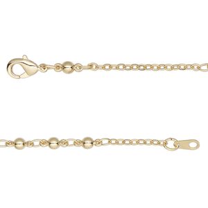 Chain 1pkg1 triple ball, 3mm / lobster claw clasp, gold-finished brass 20 inch