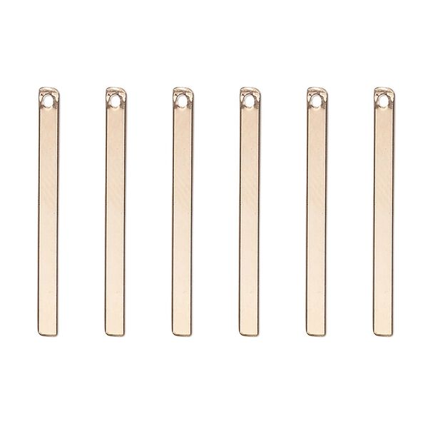 Drop, 14Kt gold-filled, 25x2mm smooth bar. Sold per pkg of 6. image number 0