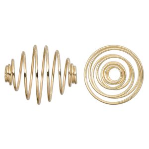 Bead cage, gold-plated steel, 21x17mm tapered oval. Sold per pkg of 10.