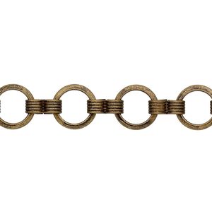 Chain 1pkg1 gold-plated round, 8mm, antique brass 5 foot unfinished
