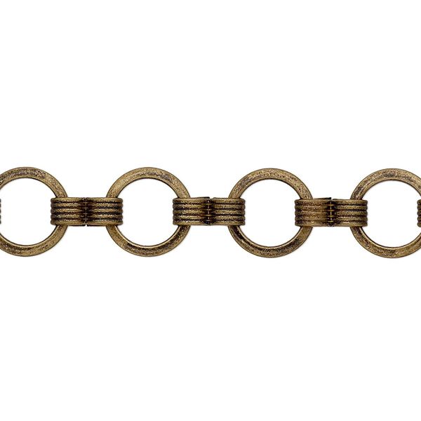 Chain, antique gold-plated brass, 8mm round. Sold per pkg of 5 feet. image number 0