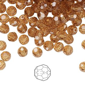 Bead 144pk light Colorado topaz, Preciosa Czech crystal 5mm round