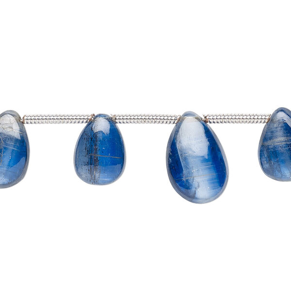 Bead, kyanite (natural), 6x4mm-12x8mm hand-cut top-drilled teardrop, B+ grade, Mohs hardness 4 to 7-1/2. Sold per pkg of 16 beads. image number 0