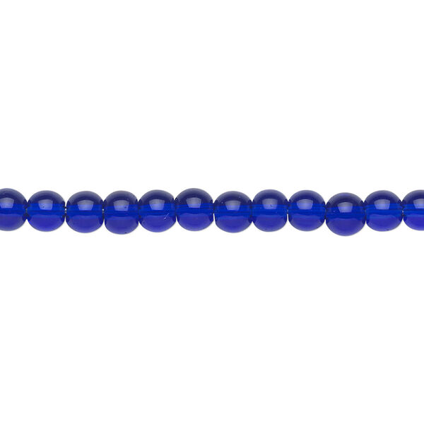 Bead, glass, cobalt blue, 4mm round. Sold per 36-inch strand. image number 0
