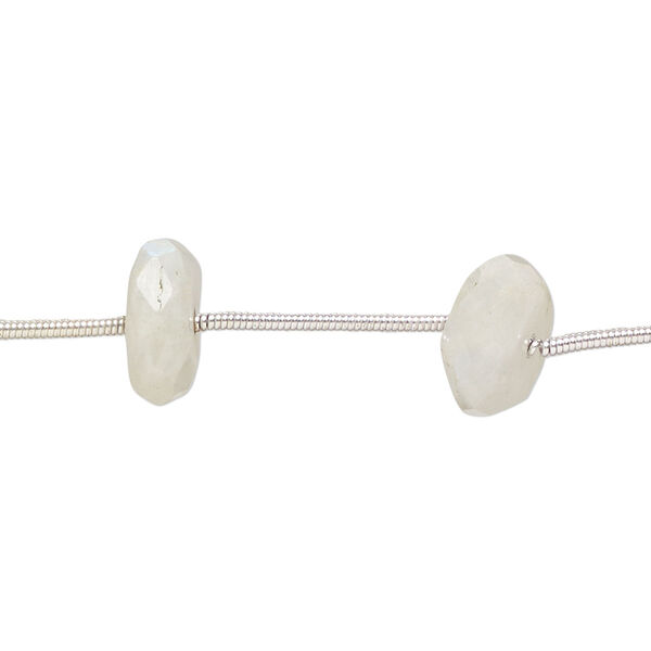 Rainbow moonstone 1pkg8, hand-cut faceted rondelle bead natural C+ grade, 10x3mm-11x7mm image number 0