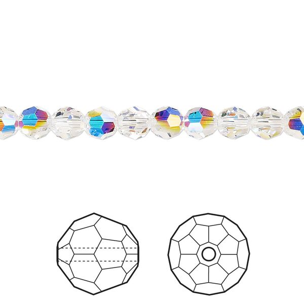 Bead 12pk crystal AB, Crystal Passions® 5mm round 5000 image number 0