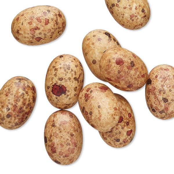 Cabochon, coated acrylic, opaque multicolored, 14x10mm non-calibrated oval with speckles. Sold per pkg of 10. image number 0