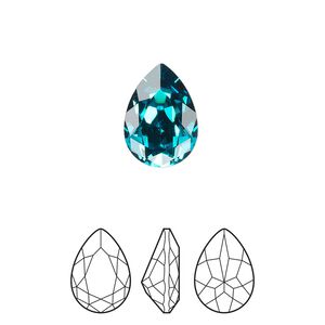 Fancy stone 1pkg2 blue zircon foil back, Preciosa MAXIMA Czech crystal rhinestone 14x10mm pear