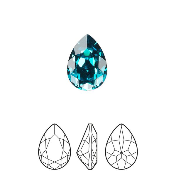 Fancy stone 1pkg2 blue zircon foil back, Preciosa MAXIMA Czech crystal rhinestone 14x10mm pear image number 0