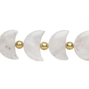Rainbow moonstone 1pkg16, hand-cut half moon bead natural 15x10mm
