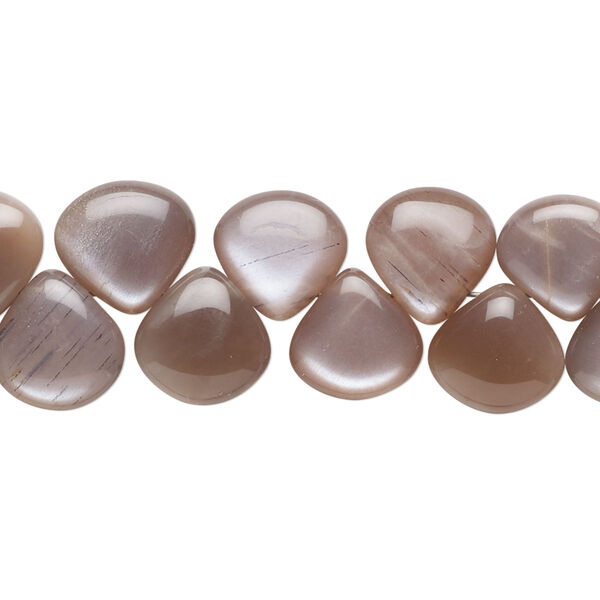 Bead, coffee moonstone (natural), 7x7-10x10mm hand-cut top-drilled puffed teardrop, B+ grade, Mohs hardness 6 to 6-1/2. Sold per 8-inch strand, approximately 30-40 beads. image number 0