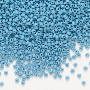 Seed bead, Preciosa Ornela Czech glass, 1pkg500g, 2.0-2.2mm rocaille, opaque matte terra dyed seafoam chalkwhite (06433)