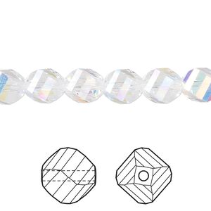 Bead 12pk crystal AB, Crystal Passions® 8mm helix 5020