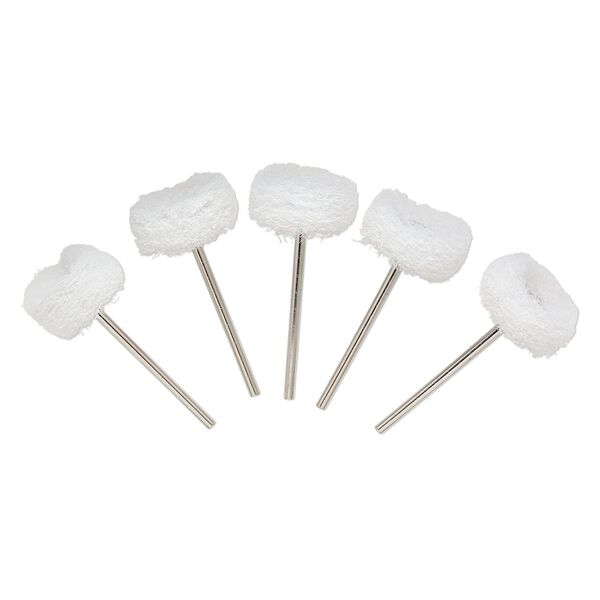 Fiber wheel, steel and nylon, white, extra fine, 1-3/4 inch with 3/32 inch mandrel diameter and 7/8 inch head. Sold per pkg of 5. image number 0