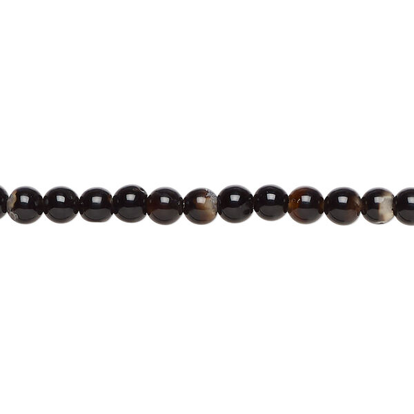 Black agate 1pkg1, round bead C grade, 15 inch 4-5mm image number 0