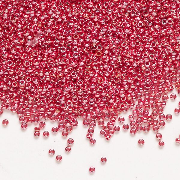 Seed bead, Miyuki, glass, pkg/250g, #15 rocaille, opaque luster dark red (RR-425). image number 0