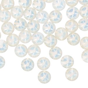 Flat back 144pk white opal foil back, Crystal Passions® 6.32-6.5mm rose round SS30 2088
