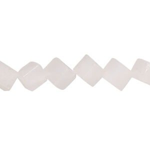 Snow quartz 1pkg1, diagonally drilled cube bead natural, 15 inch 8-9mm