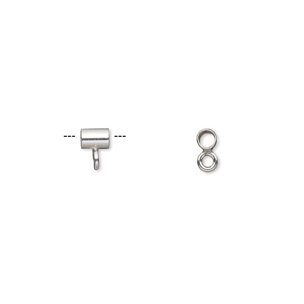 Bead, sterling silver, 4x3mm round tube with closed loop. Sold individually. image number 0