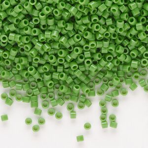 Seed bead, Delica®, glass, pkg/50g, #10 round, opaque green (DBM-0724).