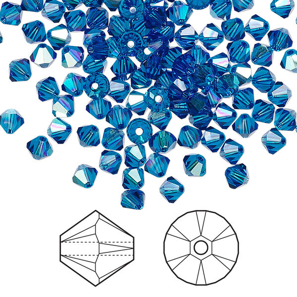 Bead 1440pk Capri blue AB, Swarovski® 4mm XILION bicone 5328 image number 0