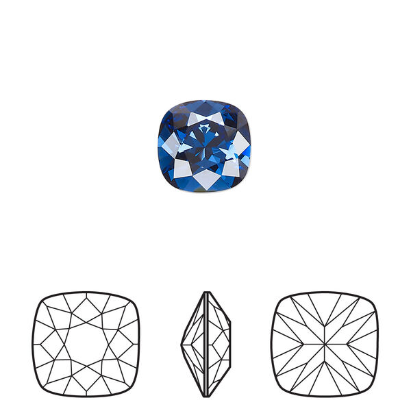 Fancy stone 2pk dark sapphire foil back, Crystal Passions® Regenerated 10mm cushion 4470 image number 0