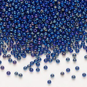 Seed bead, Preciosa Ornela Czech glass, pkg/50g, #11 rocaille, opaque rainbow cobalt blue, (34070).