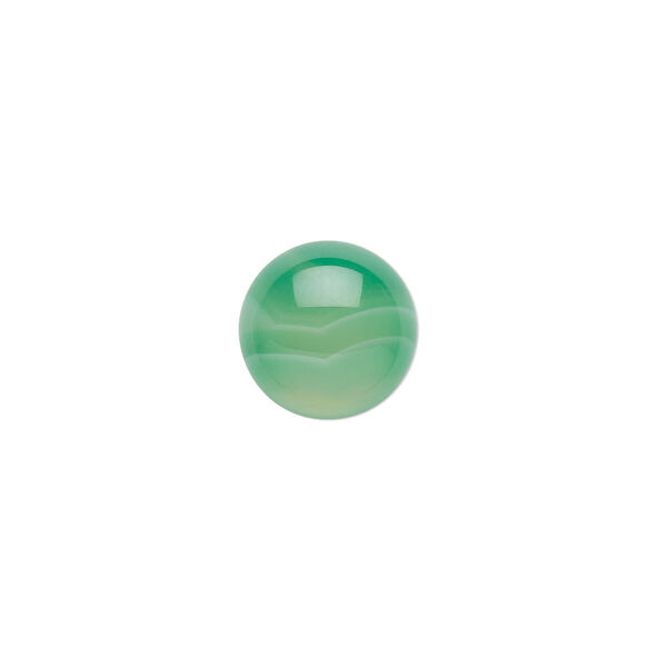 Cabochon, striped green agate (dyed), 12mm calibrated round, B grade, Mohs hardness 6-1/2 to 7. Sold per pkg of 10. image number 0
