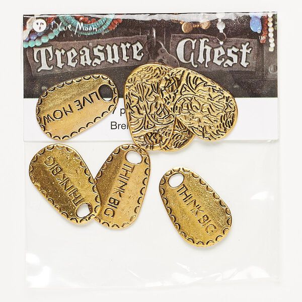 Drop, antique gold-finished "pewter" (zinc-based alloy), 26x16mm teardrop. Pkg/7. image number 0