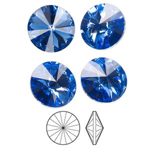 Chaton 4pk sapphire foil back, Preciosa MAXIMA Czech crystal rhinestone 14mm rivoli