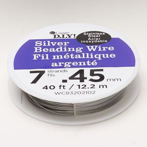 Wire, stainless steel, pkg/40 feet, 0.45mm 7-strand.